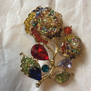 Jeweled flowers & petals brooch